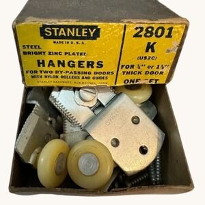 Vintage Stanley 2801 K Sliding Door Hangers Nylon Rollers Bypassing Doors Set